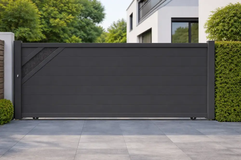 Porte sectionnel lisse grise anthracite 7016