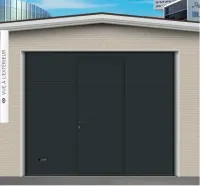 porte sectionnel lisse avec portillon ral 7016