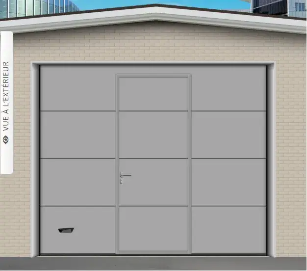 porte sectionnel lisse avec portillon ral 9016