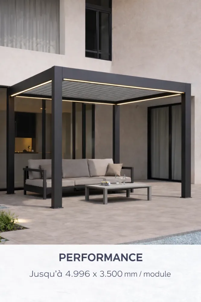 Pergola bioclimatique PERFORMANCE autoportée